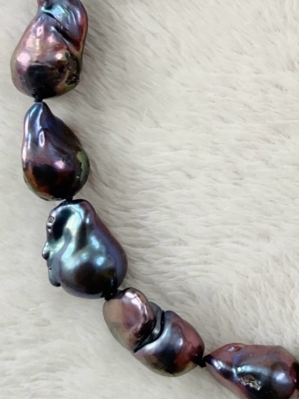 14K Gold Clasp Peacock Baroque Freshwater Pearl Necklace 18” 85g Statement - Picture 2 of 16